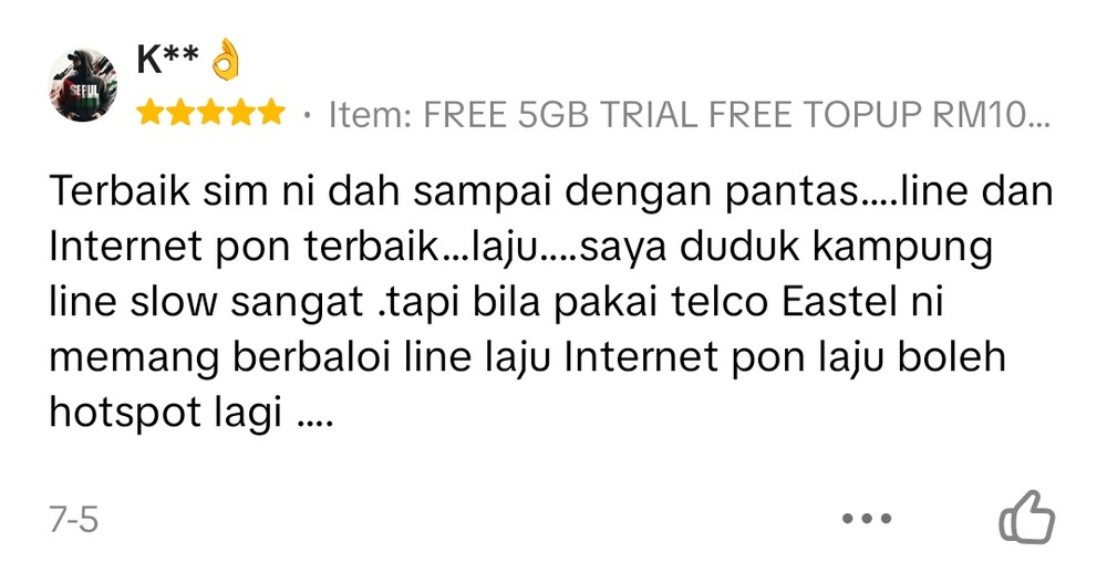Screenshot testimoni pembeli Eastel 4