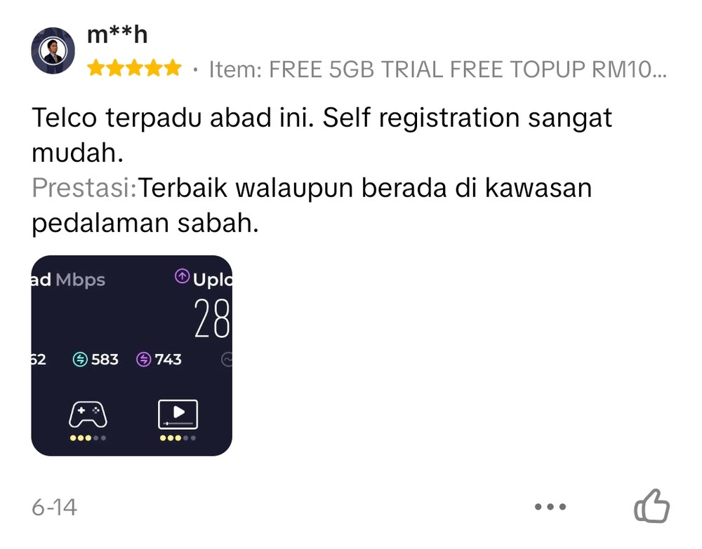 Screenshot testimoni pembeli Eastel 5