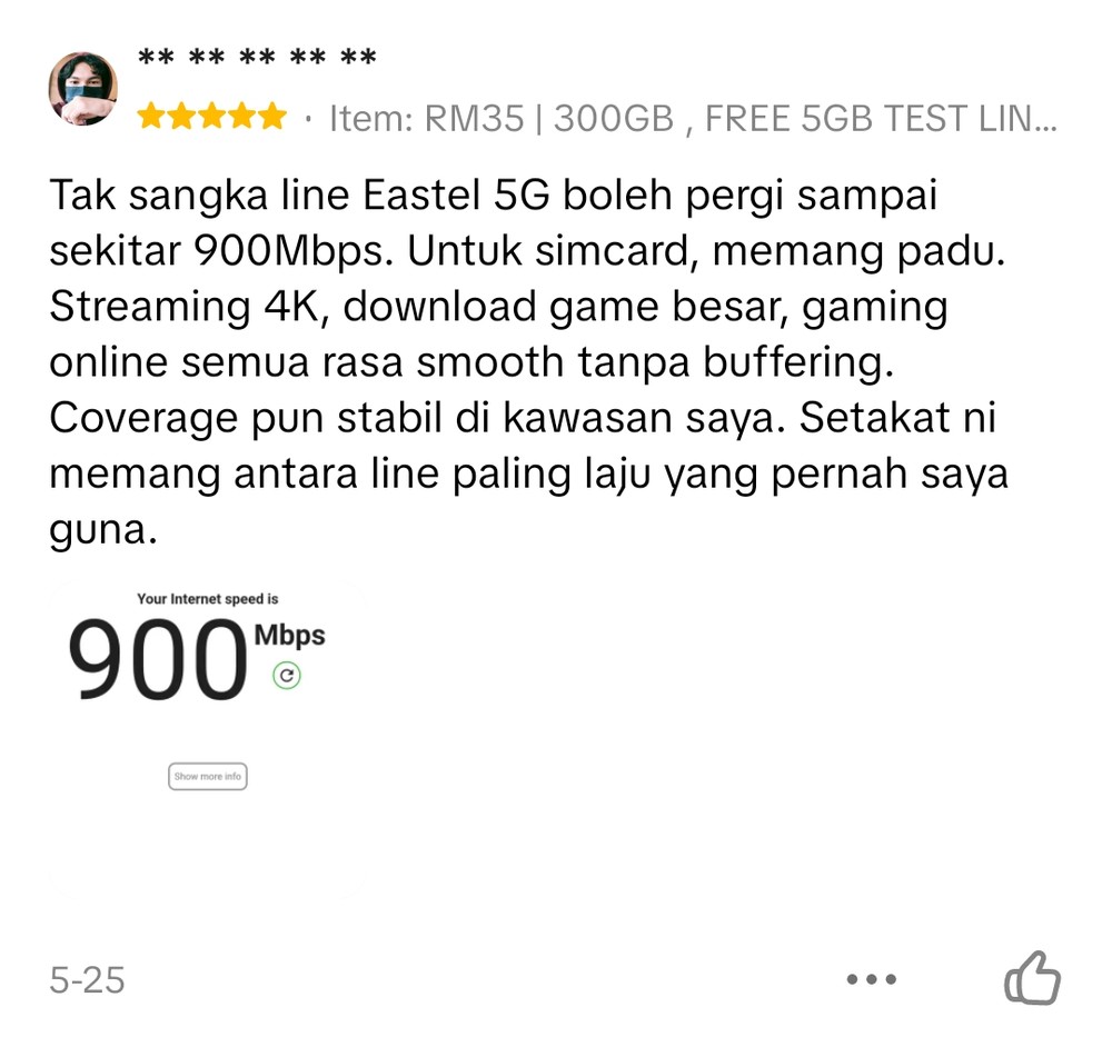 Screenshot testimoni pembeli Eastel 7